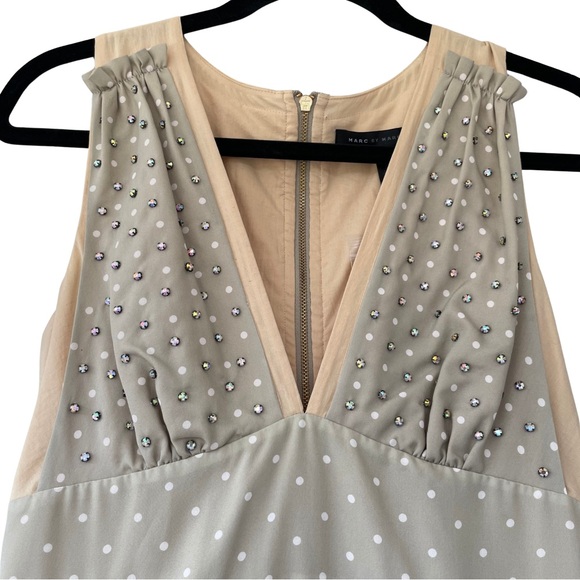 Marc By Marc Jacobs Josephine Dress Polka Dot Crystal Accents Silk dress Size 4 - Picture 3 of 14